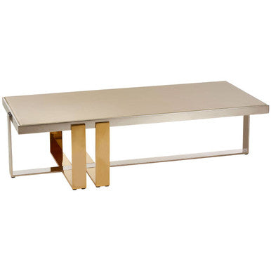 Demas Glass Coffee Table with Gold and Silver Finish Base
