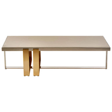 Demas Glass Coffee Table with Gold and Silver Finish Base