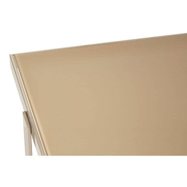 Demas Glass Coffee Table with Gold and Silver Finish Base
