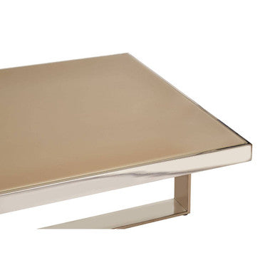 Demas Glass Coffee Table with Gold and Silver Finish Base