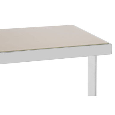 Demas Glass Console Table with Gold and Silver Finish Base
