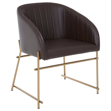Brown Leather Effect Dining Chair