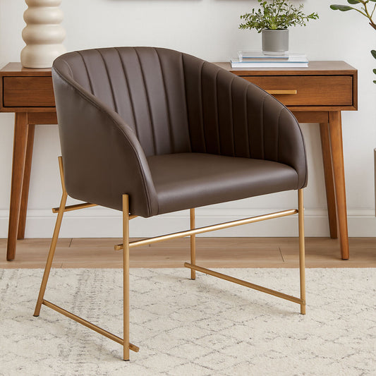 Delta Brown Leather Effect Dining Chair
