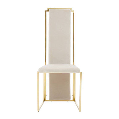 Mink Velvet High Back Dining Chair with Gold Finish Frame