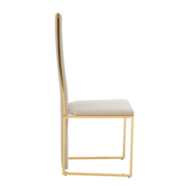 Mink Velvet High Back Dining Chair with Gold Finish Frame