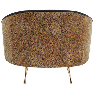 Manhattan Black Velvet and Leopard Print Cocoon Chair