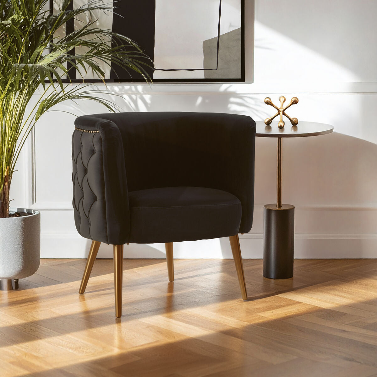 Manhattan Black Fabric Tub Chair
