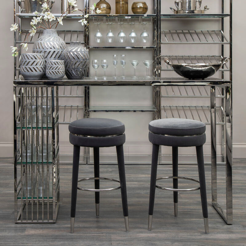 Manhattan Grey Velvet Bar Stool