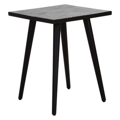 Boho Black and White Bone Inlay Acacia Wood Square Side Table