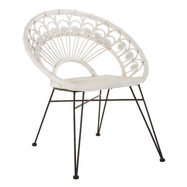 Manado White Rattan Chair with Round Back
