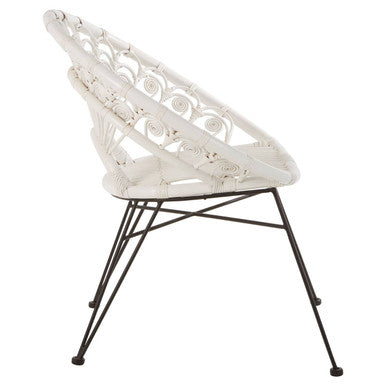 Manado White Rattan Chair with Round Back
