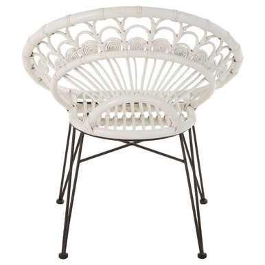 Manado White Rattan Chair with Round Back