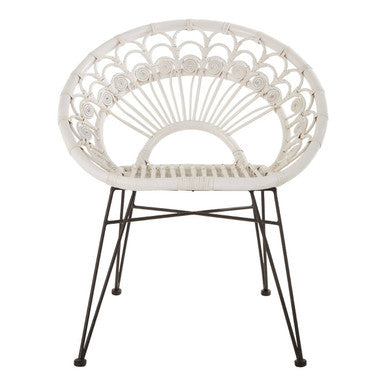 Manado White Rattan Chair with Round Back