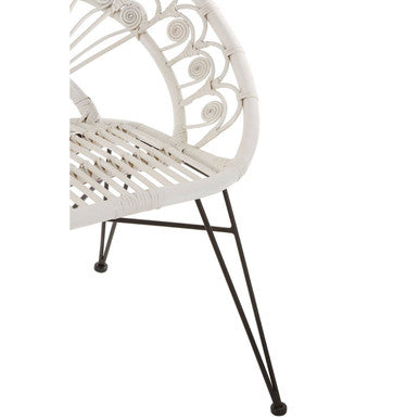 Manado White Rattan Chair with Round Back