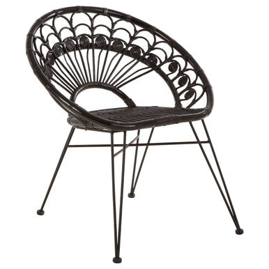 Manado Black Rattan Chair with Round Back