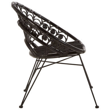 Manado Black Rattan Chair with Round Back