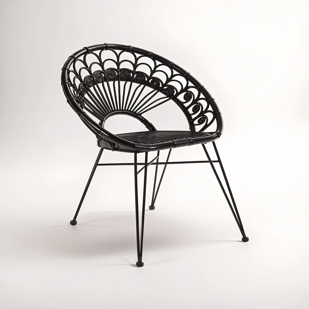 Manado Black Rattan Chair with Round Back