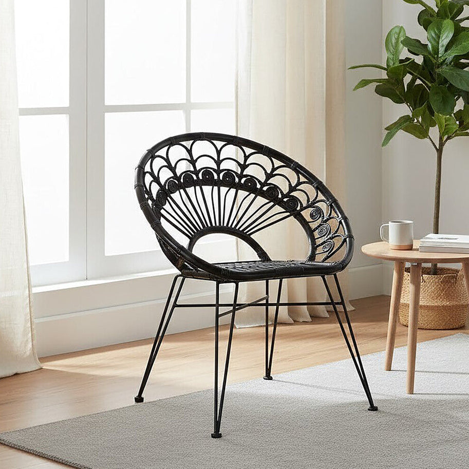 Manado Black Rattan Chair with Round Back