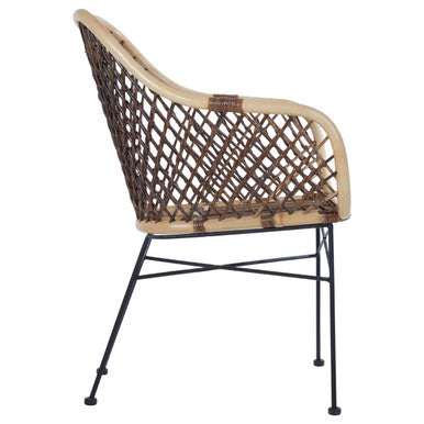 Manado Natural Rattan Chair with Black Finish Legs