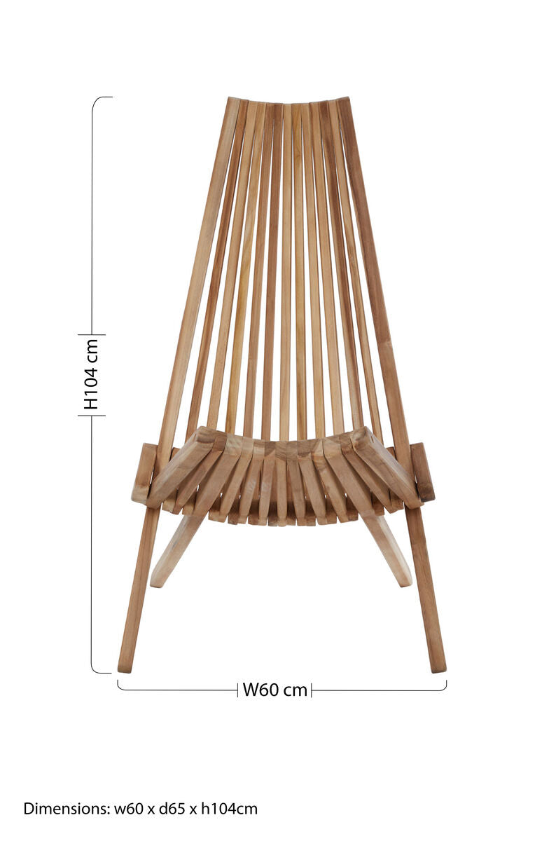 Manado Natural Teak Wood High Back Lounge Chair
