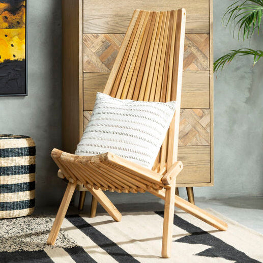 Manado Natural Teak Wood High Back Lounge Chair