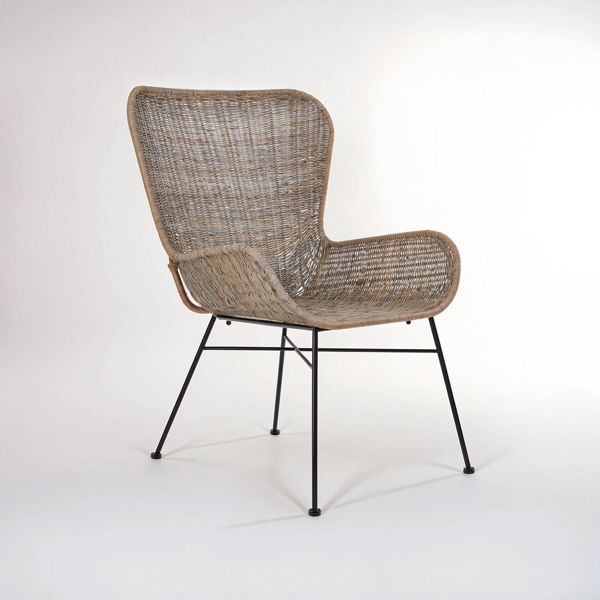 Manado Grey Wash Rattan Curved Chair