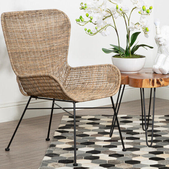 Manado Grey Wash Rattan Curved Chair