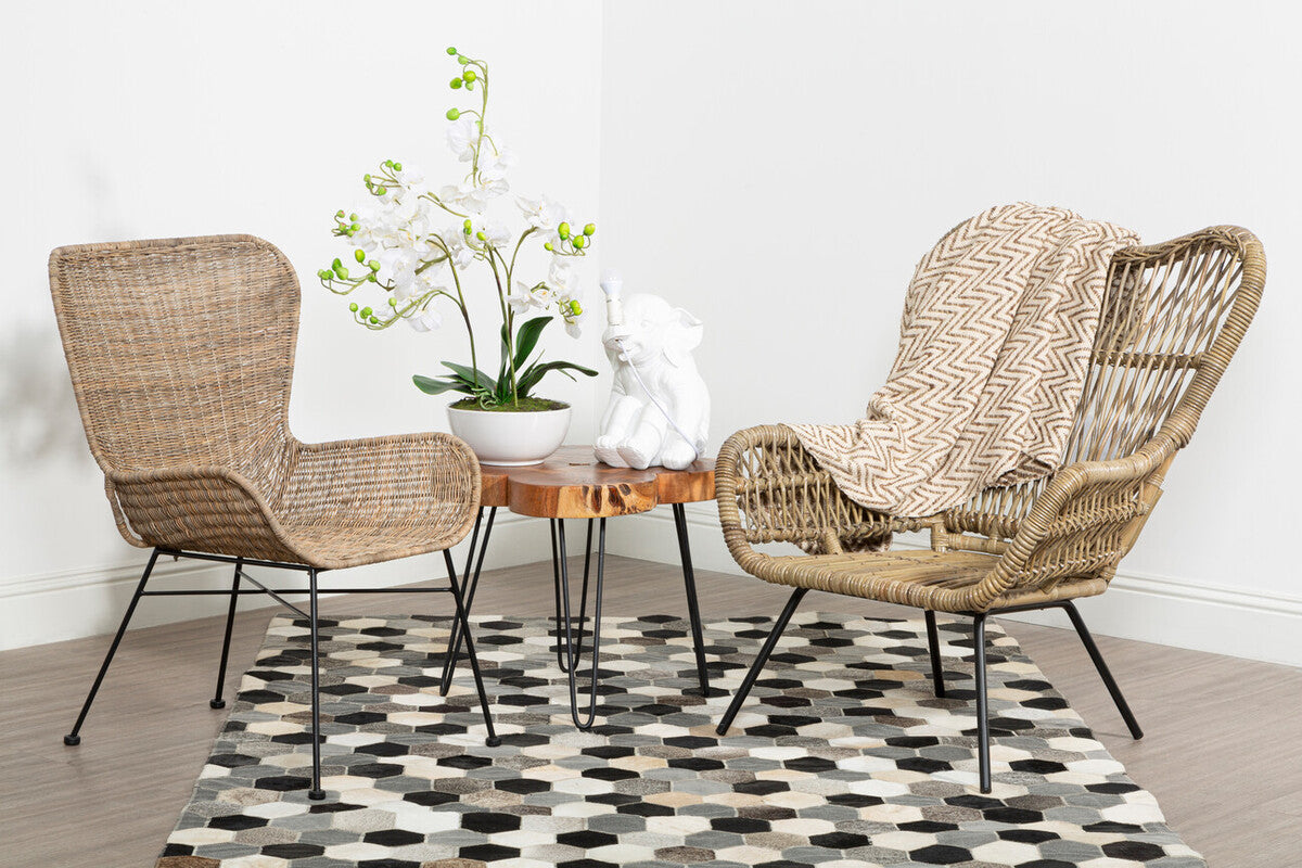 Manado Grey Wash Rattan Curved Chair