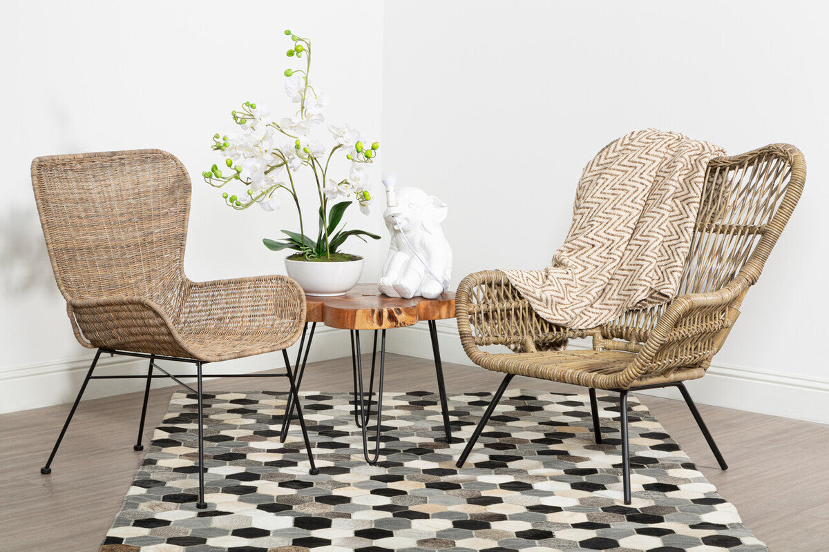 Manado Grey Wash Rattan Curved Chair