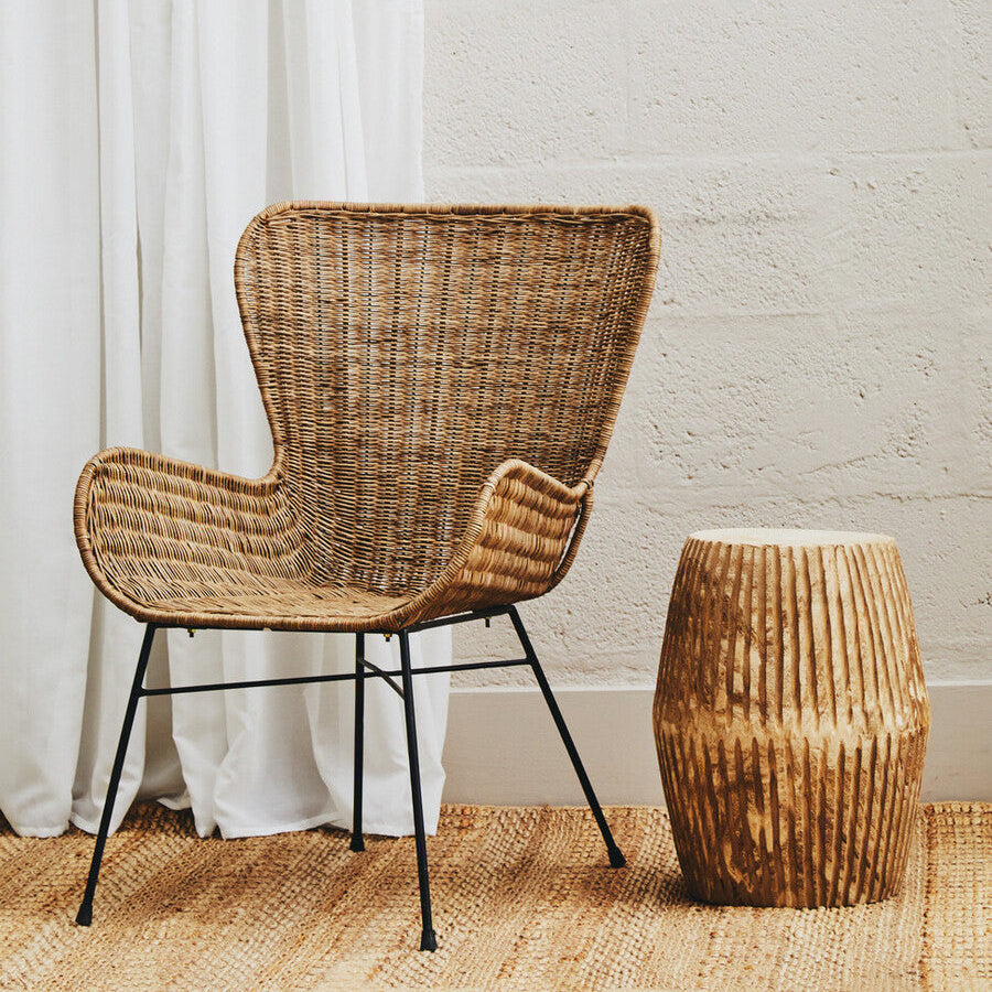 Manado Grey Wash Rattan Curved Chair