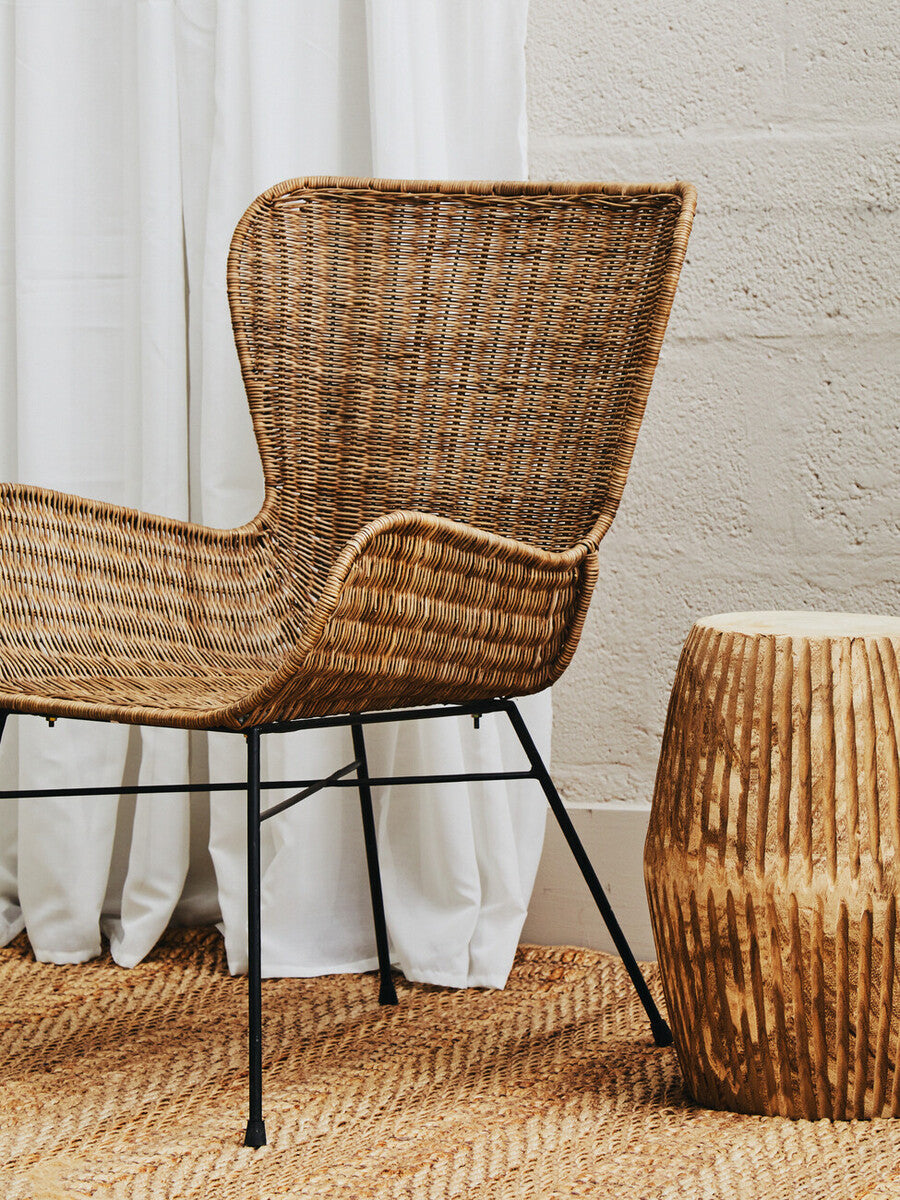 Manado Grey Wash Rattan Curved Chair