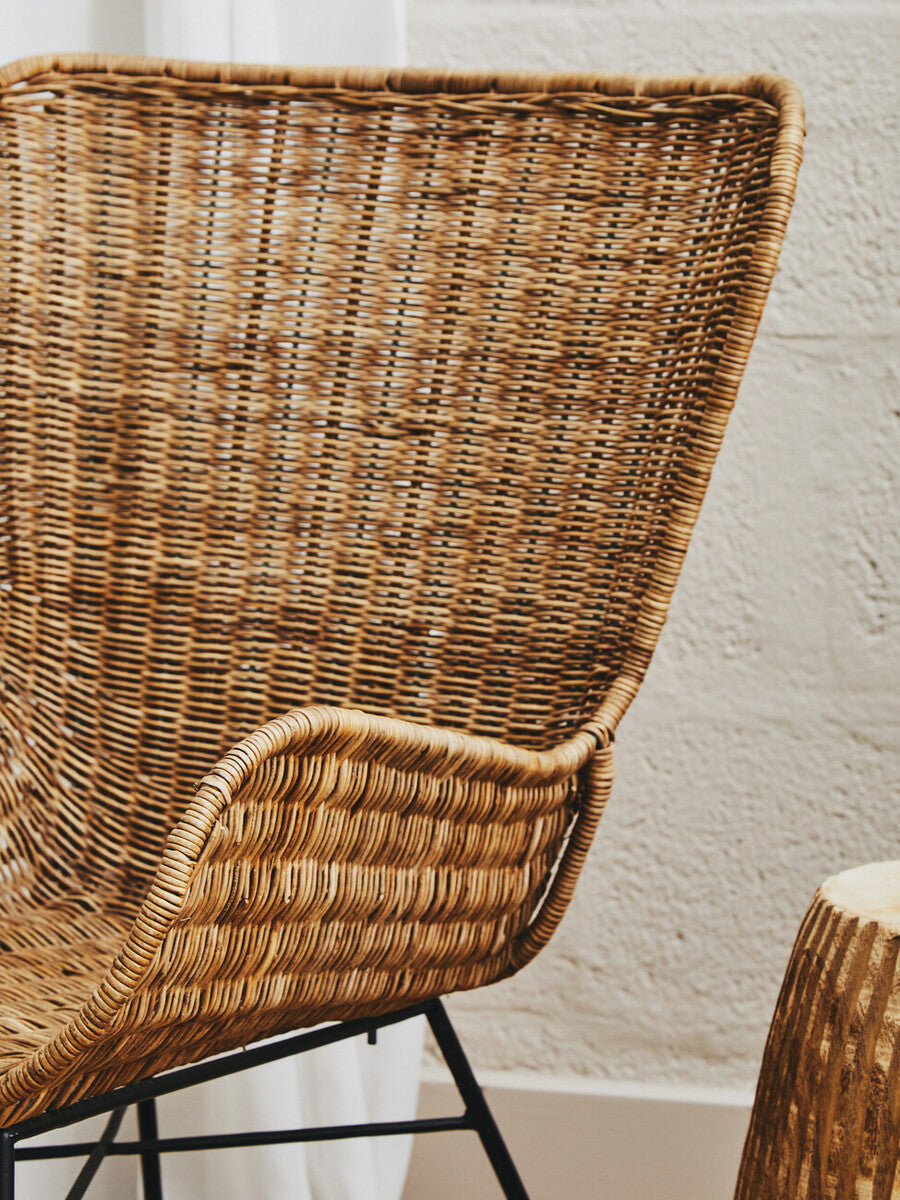 Manado Grey Wash Rattan Curved Chair