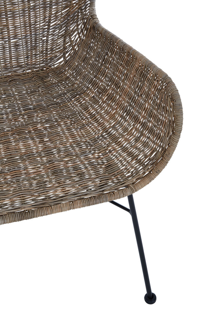 Manado Grey Wash Rattan Curved Chair