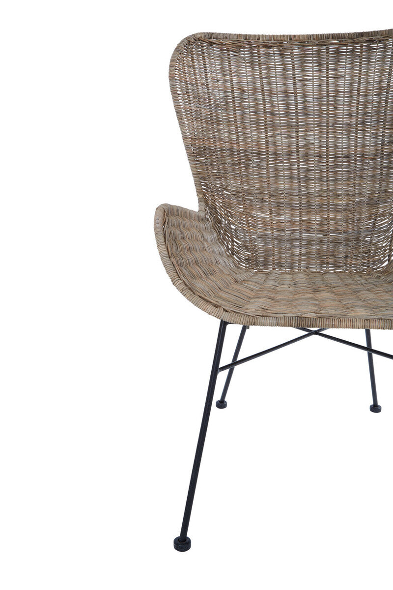 Manado Grey Wash Rattan Curved Chair