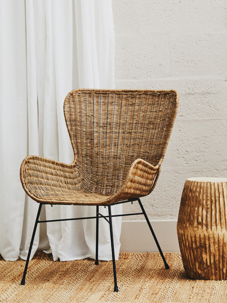 Manado Grey Wash Rattan Curved Chair