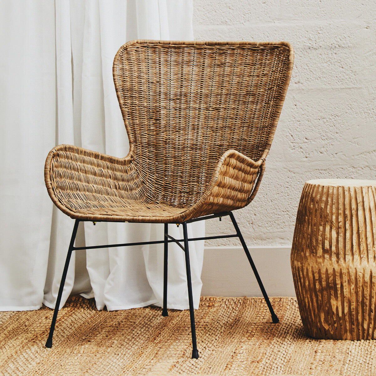 Manado Grey Wash Rattan Curved Chair