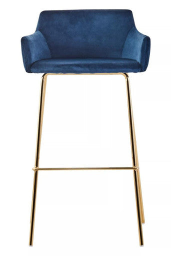 Blue Velvet Low Back Bar Chair | Tamzin