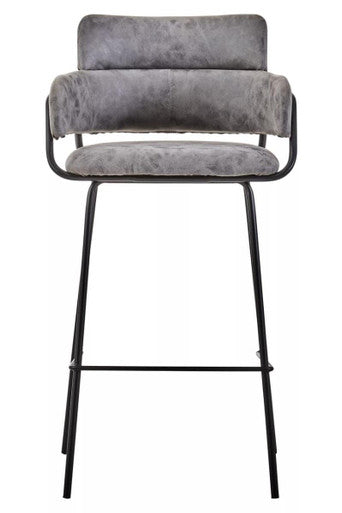 Tamzin Grey Leather Effect Bar Chair