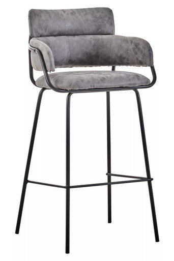 Tamzin Grey Leather Effect Bar Chair