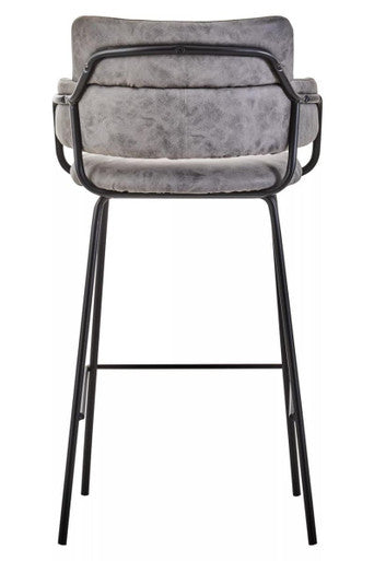 Tamzin Grey Leather Effect Bar Chair