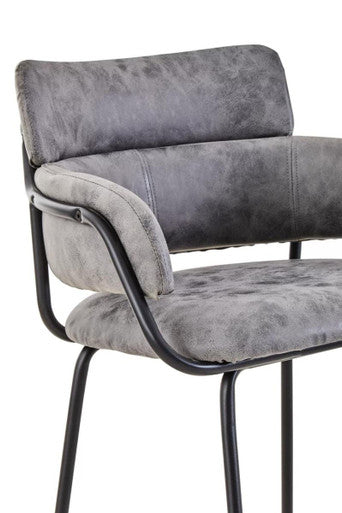 Tamzin Grey Leather Effect Bar Chair
