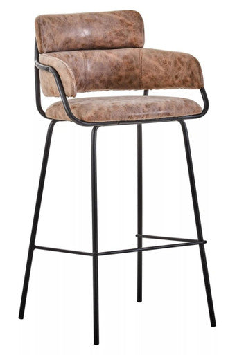 Tamzin Brown Leather Effect Bar Chair