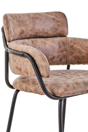 Tamzin Brown Leather Effect Bar Chair