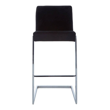 Tamzin Black Velvet Bar Chair with Chrome Finish Frame