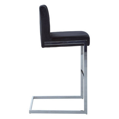 Tamzin Black Velvet Bar Chair with Chrome Finish Frame