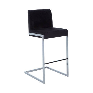 Tamzin Black Velvet Bar Chair with Chrome Finish Frame
