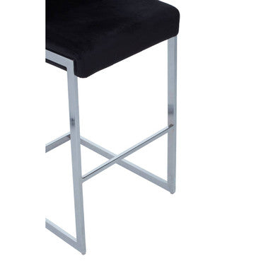 Tamzin Black Velvet Bar Chair with Chrome Finish Frame