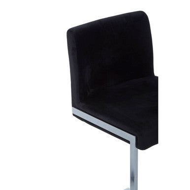 Tamzin Black Velvet Bar Chair with Chrome Finish Frame