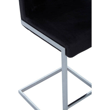 Tamzin Black Velvet Bar Chair with Chrome Finish Frame