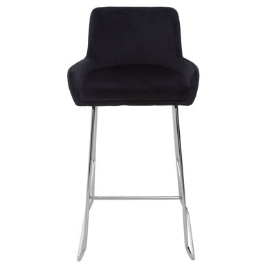 Black Velvet Bar Chair with Low Arms | Tamzin